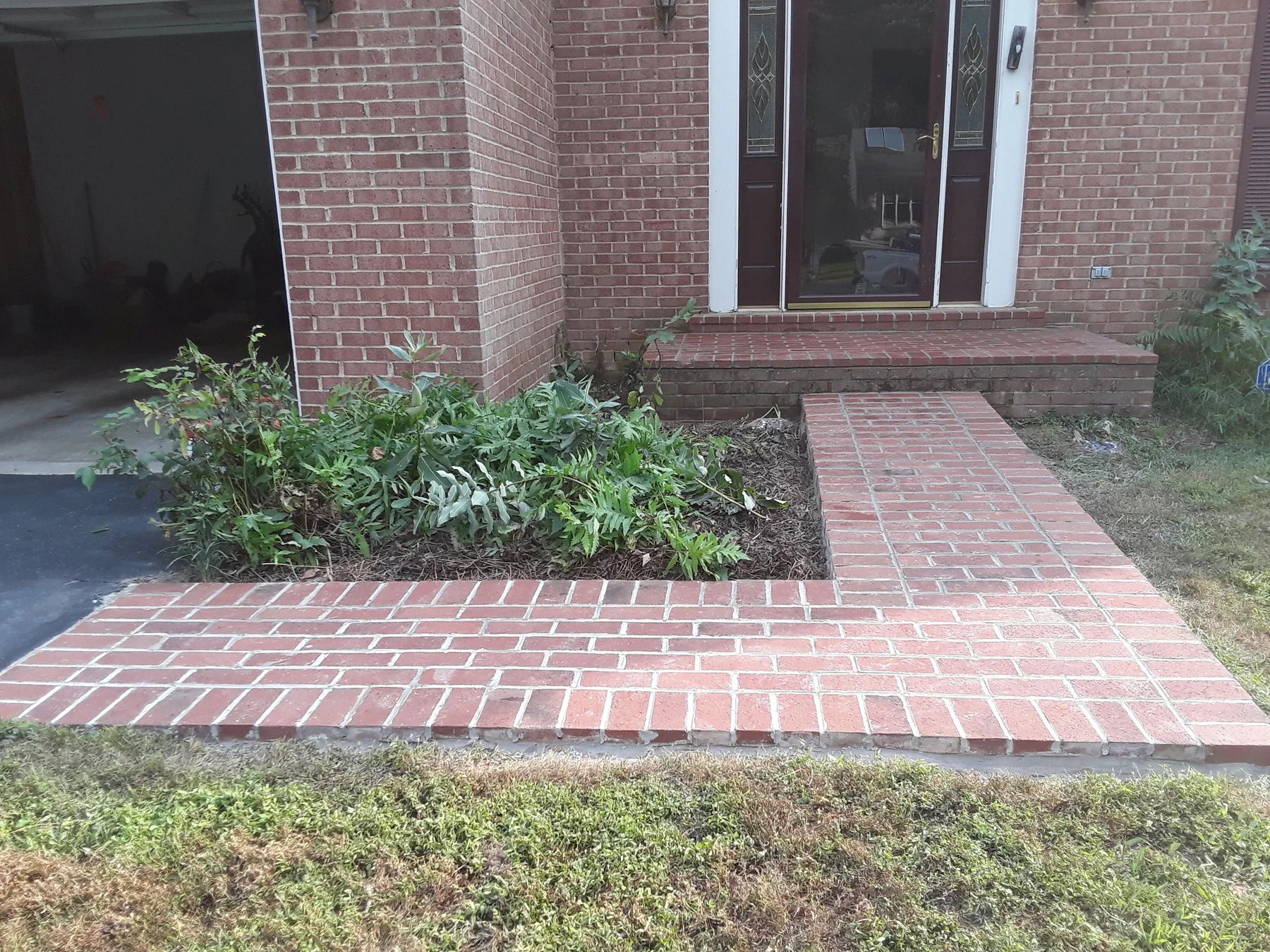Completed brick entrance walkway