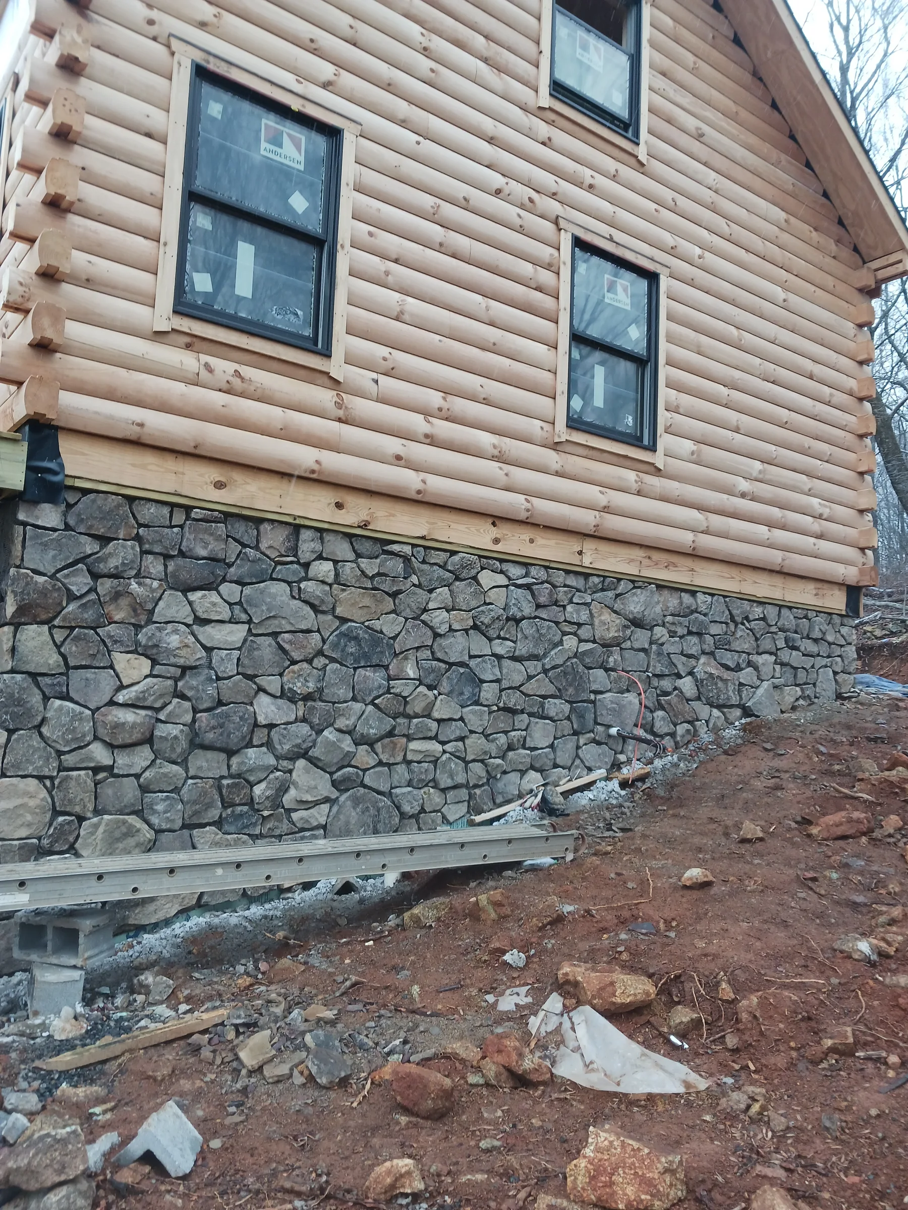 Rustic stone installed on a home exterior