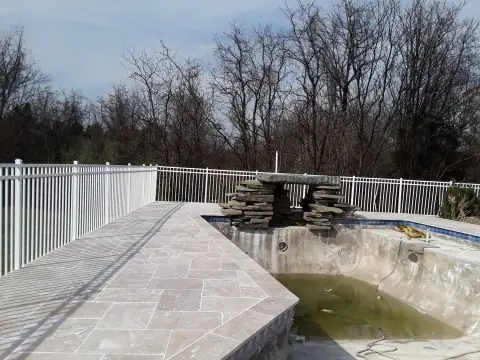 Pool coping and deck work in progress