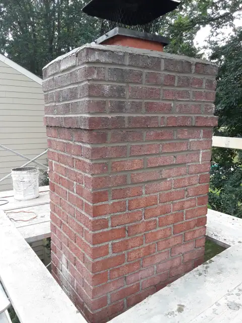Brick chimney repair work