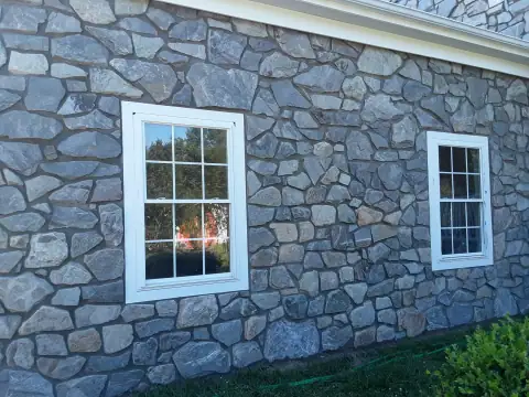 Stone wall around a home window